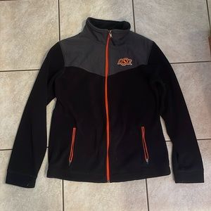 OSU Cowboys Fleece Jacket Large Black and Orange Oklahoma State University